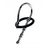 Серебристый уретральный плаг-бусины TOYFA Metal с мягким фиксириющим кольцом - ToyFa - купить с доставкой в Мурманске