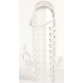 Гелевая прозрачная насадка с 2 отростками - 13 см. - Toyfa Basic - в Мурманске купить с доставкой