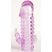 Закрытая фиолетовая насадка с 2 отростками - 13 см. - Toyfa Basic - в Мурманске купить с доставкой