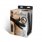 Полый страпон с двумя отростками и вибрацией Unisex Vibrating Hollow Strap-On Double Penetrating Dildo - 17,8 см. - Lux Fetish - купить с доставкой в Мурманске