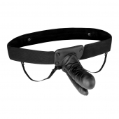 Полый страпон с двумя отростками и вибрацией Unisex Vibrating Hollow Strap-On Double Penetrating Dildo - 17,8 см. - Lux Fetish - купить с доставкой в Мурманске