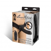 Чёрный полый страпон с вибрацией Unisex Vibrating Hollow Strap-On - 14 см. - Lux Fetish - купить с доставкой в Мурманске