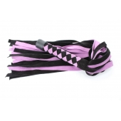 Черно-розовая плеть из замши - 58 см. - БДСМ Арсенал - купить с доставкой в Мурманске