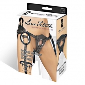 Черные трусики для страпона из патентованной кожи - Lux Fetish - купить с доставкой в Мурманске