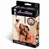 Черные фиксаторы с креплением к двери - Lux Fetish - купить с доставкой в Мурманске