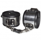 Эффектные серебристо-черные наручники с металлическим блеском - Sitabella - купить с доставкой в Мурманске