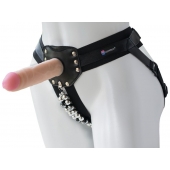 Черный пояс-трусики с насадкой  Гламур Dana  - 15,5 см. - LOVETOY (А-Полимер) - купить с доставкой в Мурманске