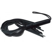 Чёрная кожаная плеть с жесткой ручкой - 63 см. - Sitabella - купить с доставкой в Мурманске