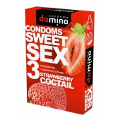 Презервативы для орального секса DOMINO Sweet Sex с ароматом клубничного коктейля  - 3 шт. - Domino - купить с доставкой в Мурманске