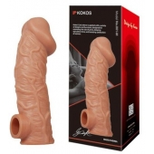 Телесная насадка на фаллос с отверстием для мошонки EXTREME SLEEVE - 17,6 см. - KOKOS - в Мурманске купить с доставкой