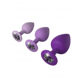 Набор из 3 фиолетовых анальных пробок со стразами Little Gems Trainer Set - Pipedream - купить с доставкой в Мурманске