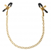 Чёрные с золотом зажимы на соски Gold Chain Nipple Clamps - Pipedream - купить с доставкой в Мурманске