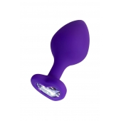 Фиолетовая анальная втулка Diamond Heart с прозрачным кристаллом - 8 см. - ToyFa - купить с доставкой в Мурманске