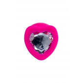 Розовая анальная втулка Diamond Heart с прозрачным кристаллом - 9,5 см. - ToyFa - купить с доставкой в Мурманске