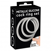 Набор из 3 эрекционных колец под металл Metallic Silicone Cock Ring Set - Orion - в Мурманске купить с доставкой