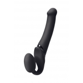 Черный безремневой вибрострапон Silicone Bendable Strap-On M - Strap-on-me - купить с доставкой в Мурманске