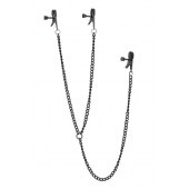 Черные зажимы на соски и клитор на цепочке DELUXE NIPPLE   CLIT CLAMPS - Dream Toys - купить с доставкой в Мурманске