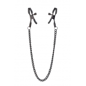 Черные зажимы на соски на цепочке BLAZE DELUXE NIPPLE CLAMPS - Dream Toys - купить с доставкой в Мурманске