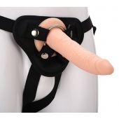 Телесный страпон на черных трусиках STRAP ON REAL DILDO - 20 см. - Dream Toys - купить с доставкой в Мурманске