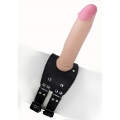 Черный узкий пояс на бедро с телесной насадкой - LOVETOY (А-Полимер) - купить с доставкой в Мурманске