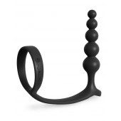 Черная анальная цепочка с эрекционным кольцом Ass-gasm Cockring Anal Beads - Pipedream - в Мурманске купить с доставкой
