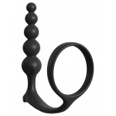 Черная анальная цепочка с эрекционным кольцом Ass-gasm Cockring Anal Beads - Pipedream - в Мурманске купить с доставкой