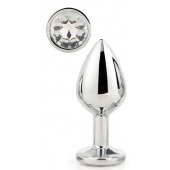 Серебристая анальная втулка с прозрачным кристаллом - 7,1 см. - Dream Toys - купить с доставкой в Мурманске