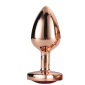 Золотистая анальная втулка с кристаллом-сердечком розового цвета - 7,1 см. - Dream Toys - купить с доставкой в Мурманске