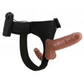 Страпон с вагинальной пробкой и вибрацией Ultra Passionate Harness - 16 см. - Baile - купить с доставкой в Мурманске
