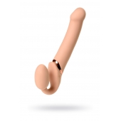 Телесный безремневой вибрострапон Vibrating Bendable Strap-On L - Strap-on-me - купить с доставкой в Мурманске