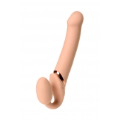 Телесный безремневой вибрострапон Vibrating Bendable Strap-On L - Strap-on-me - купить с доставкой в Мурманске