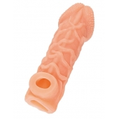 Телесная закрытая насадка с венками Cock Sleeve Size S - 13,8 см. - KOKOS - в Мурманске купить с доставкой