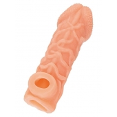 Телесная закрытая насадка с венками Cock Sleeve Size M - 15,6 см. - KOKOS - в Мурманске купить с доставкой