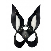 Черная маска зайки с белым мехом на ушках Miss Bunny - БДСМ Арсенал - купить с доставкой в Мурманске