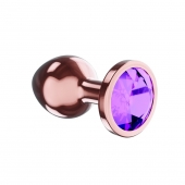 Пробка цвета розового золота с фиолетовым кристаллом Diamond Amethyst Shine S - 7,2 см. - Lola Games - купить с доставкой в Мурманске