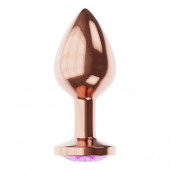 Пробка цвета розового золота с фиолетовым кристаллом Diamond Amethyst Shine S - 7,2 см. - Lola Games - купить с доставкой в Мурманске