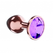 Пробка цвета розового золота с фиолетовым кристаллом Diamond Amethyst Shine L - 8,3 см. - Lola Games - купить с доставкой в Мурманске