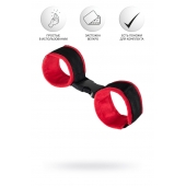 Красно-черные велюровые наручники Anonymo - ToyFa - купить с доставкой в Мурманске