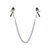 Зажимы для сосков с фиолетовой цепочкой Sweet Caress Nipple Chain - Sweet Caress - купить с доставкой в Мурманске
