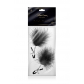Зажимы на соски с черными пуховыми кисточками Sweet Caress Feather Nipple Clumps - Sweet Caress - купить с доставкой в Мурманске
