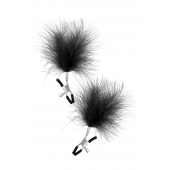 Зажимы на соски с черными пуховыми кисточками Sweet Caress Feather Nipple Clumps - Sweet Caress - купить с доставкой в Мурманске