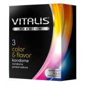 Цветные ароматизированные презервативы VITALIS PREMIUM color   flavor - 3 шт. - Vitalis - купить с доставкой в Мурманске