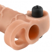 Телесная вибронасадка с кольцом Vibrating Real Feel 2 Extension - 16 см. - Pipedream - в Мурманске купить с доставкой