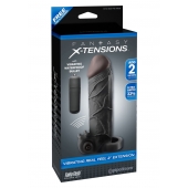 Чёрная вибронасадка с кольцом Vibrating Real Feel 2 Extension - 16 см. - Pipedream - в Мурманске купить с доставкой