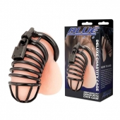 Черная металлическая клетка с замком Deluxe Chastity Cage - BlueLine - купить с доставкой в Мурманске