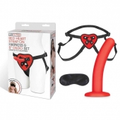 Красный поясной фаллоимитатор Red Heart Strap on Harness   5in Dildo Set - 12,25 см. - Lux Fetish - купить с доставкой в Мурманске