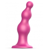 Розовая насадка Strap-On-Me Dildo Plug Beads size S - Strap-on-me - купить с доставкой в Мурманске