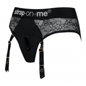 Черные трусики для насадок Diva Lingerie Harness - size L - Strap-on-me - купить с доставкой в Мурманске