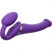 Фиолетовый безремневой вибрострапон Silicone Bendable Strap-On - size M - Strap-on-me - купить с доставкой в Мурманске