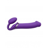 Фиолетовый безремневой вибрострапон Silicone Bendable Strap-On - size XL - Strap-on-me - купить с доставкой в Мурманске